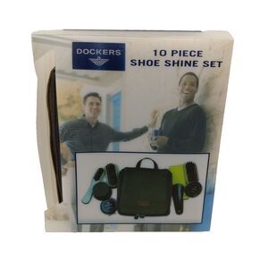 Dockers Travel 10 Pc Shoe Shine Kit‎ Zip Around Carrying Case Brand NEW